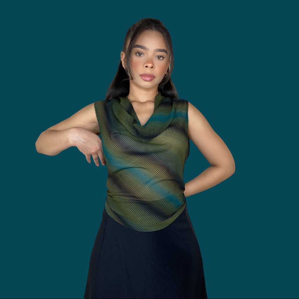 Sheer Angled Striped Blouse